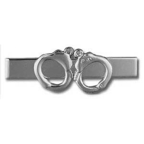 HANDCUFFS TIE BAR ATTACHED SILVER